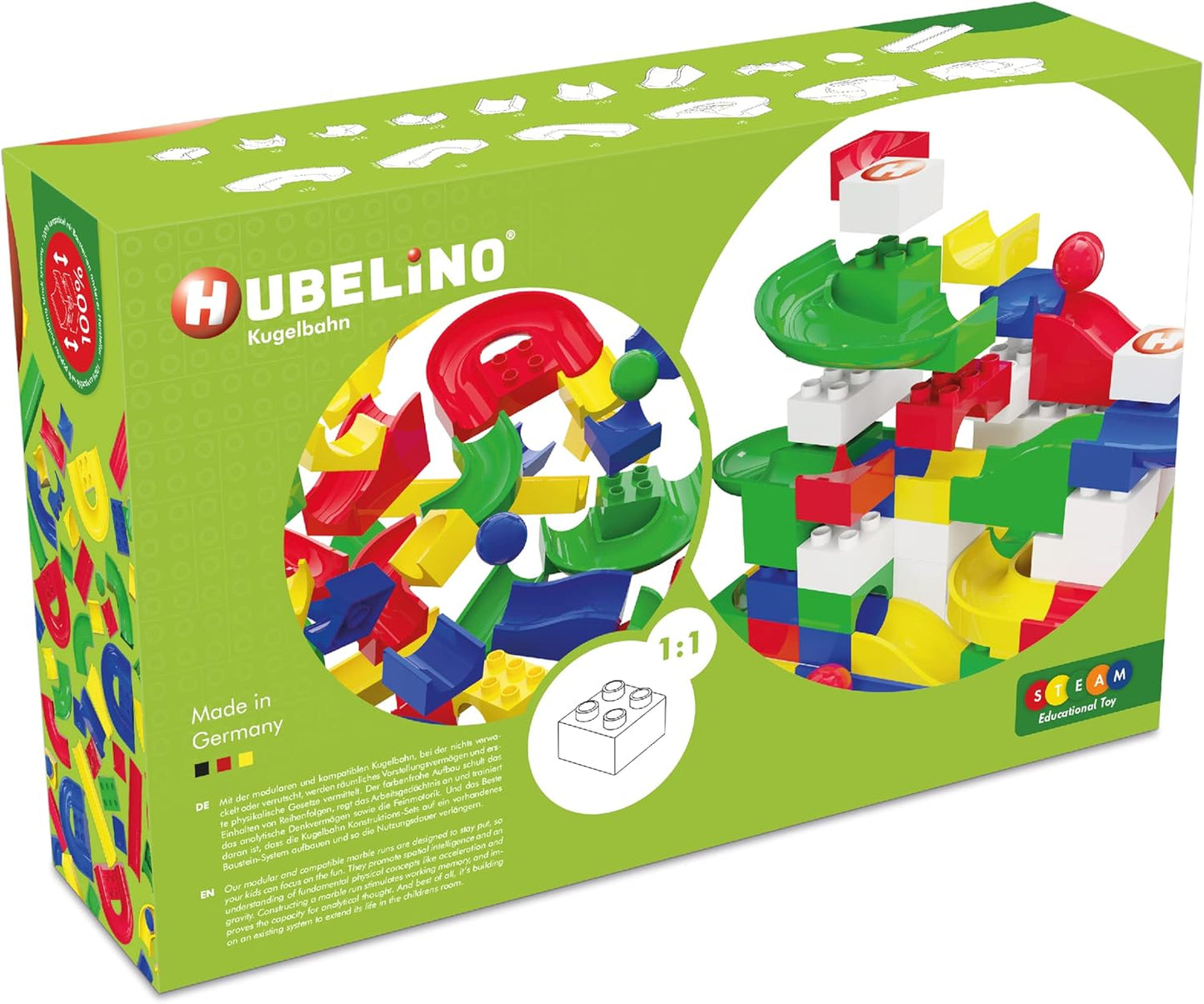 Pista per biglie Hubelino - Set di 128 binari