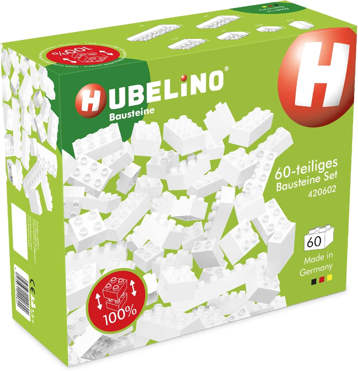 Hubelino - Set 60 mattoncini bianchi