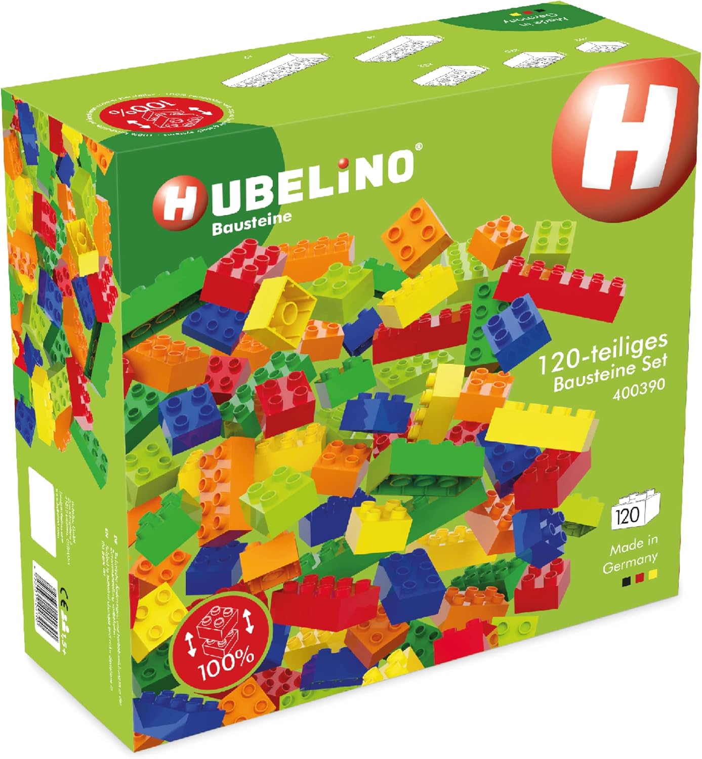 Hubelino - Set 120 mattoncini colorati