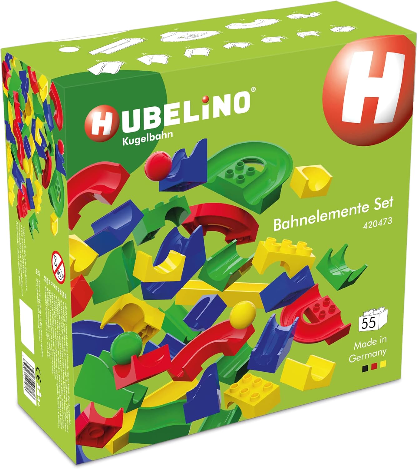 Pista per biglie Hubelino - Set di 55 binari