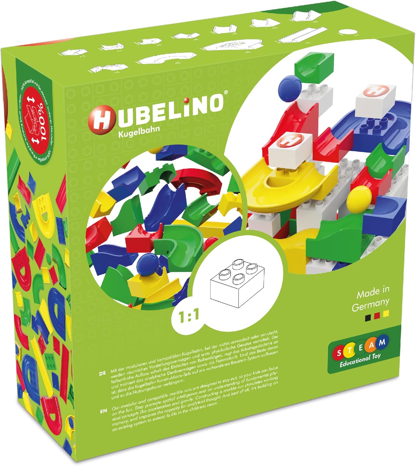 Pista per biglie Hubelino - Set di 55 binari