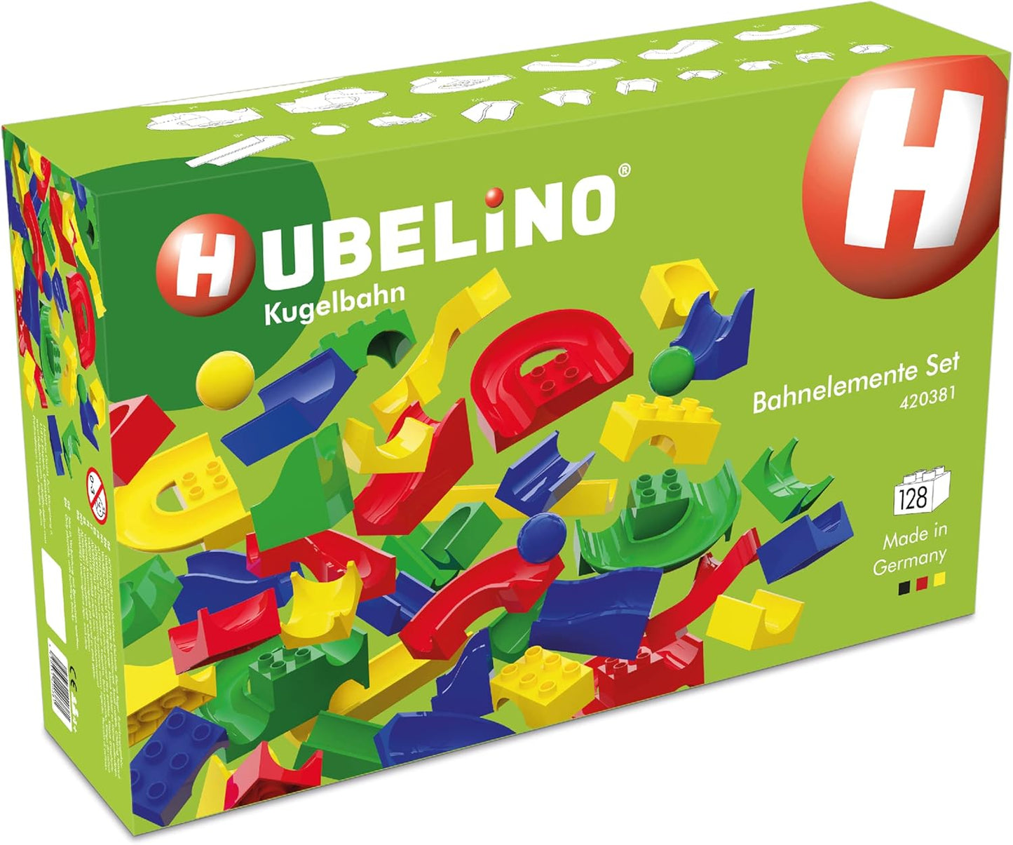 Pista per biglie Hubelino - Set di 128 binari