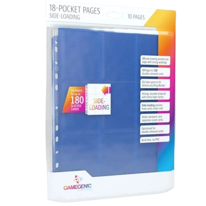 10 Fogli 18 Tasche Inserimento Laterale Gamegenic (BLU)