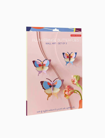 Plum Fringe Butterflies - Set of 3